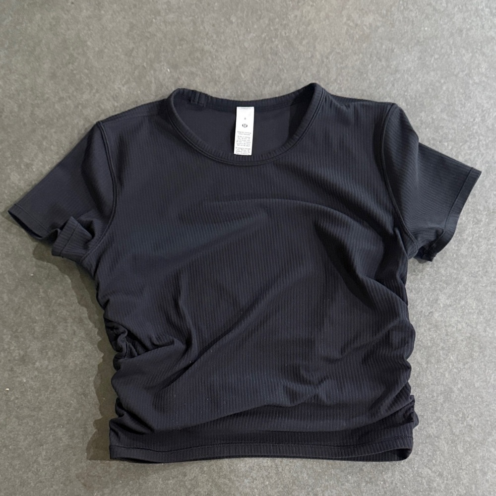 lululemon athletica Black Ribbed Short Sleeve Tee